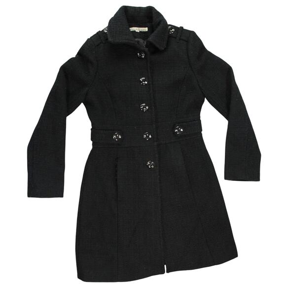 Kenneth Cole New York Black Wool Blend Long Coat Size 6 - Picture 2 of 10